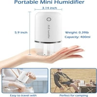Prijenosni mali ovlaživač, 400ml Cool magl Humidifiers za spavaću sobu, režimi za mast USB ovlaživač,