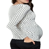 Justvh Žene dugi rukav V-izrez za majice za njegu Nurcinjska trudnoća Majica Slim majica za dojenje