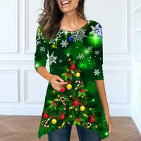 Ležerne majice za žene - Slobodno vrijeme Top Slatko Slim Tops Dugih rukava Crew Crt Božićno pulover