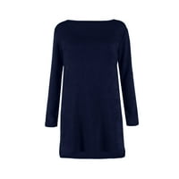 Scyoekwg Bluze za dugi rukav za žene Jesen modni tunički modni vrhovi pulover okrugli vrat Dressy casual