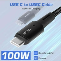 Urban USB C do USB C kabel 1,65ft 100W, USB 2. TIP C ZA PRIKLJUČENO KABEL Brzi naboj za Samsung Galaxy