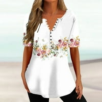 Charella Women Ljeto V bluza izreza ležerne bluza plus veličine za radne kancelarijske majice Bijelo,