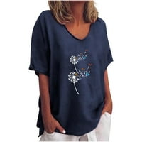 ZODGGGU Overselizirane majice za pamučne posteljine za žene Rollback Bluze Bluze Summer Fashion Scoop