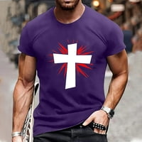 Košulje za fragarn za muškarce Ljeto kratki rukav okrugli vrat Europska veličina Cross Print Pulover