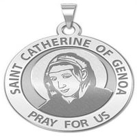 Sveta Katarina kompanije Genova okrugla vjerska medalja veličine dimeta, čvrstog 14k bijelog zlata