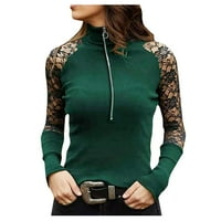 Bluze Košulje Prodaja Ženska modna seksi šivanje čipka patent zatvarača dugih rukava pulover pulover