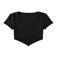 Ženske bluze i uselje u obliku kratkih ravnih ravnih ležernih plavnih komada crnih majica