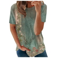 Plus veličine za žene rukav s majicama Boho cvjetni ispis Elegants V bluza izrez labavi fit casual pulover,