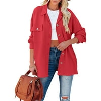 Ženska jesenska i zimska modna modna boja džepna jakna s dugim rukavima