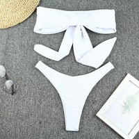 Dvodijelni setovi kupaći kostim Halter grudnjak stil dizanje bijelog m