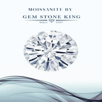 Gem Stone King 18K ruža pozlaćena srebro ljubičasti ametist i bijeli moissitni zaručnički prsten za