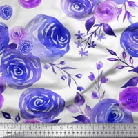 SOIMOI plavi poliester Crepe tkaninski akvarel cvjetni ispis tkanina od dvorišta široko