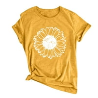 Ženske košulje stalne odjeće Žene Ležerne prilike za ispis kratkih rukava Labava majica Bluza Tops Yellow