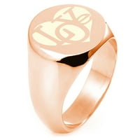 Sterling srebrni ikonični ljubavni srčani ugravirani okrugli ravni vrhunski polirani prsten