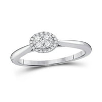 Čvrsti 14K bijeli zlatni okrugli dijamantski dijamantni klaster angažman obdarniji za vjenčani prsten