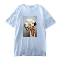 Košulje za žene Ženska modna majica Ležerne prilike kratkog rukava od ispisanih vrhova Plavi XXL