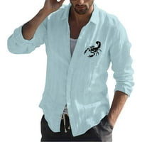 Muška majica modni casual jednostavan pamuk i posteljina malu majicu s dugim rukavima