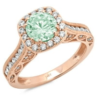 2.7ct okrugli rez zeleni simulirani dijamant 18k 18K ruža Gold Gold Angagment Halo prsten veličine 5.75