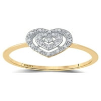 Jewels 10kt Žuto zlato Žene Okrugli dijamantski vitki srčani prsten CTTW