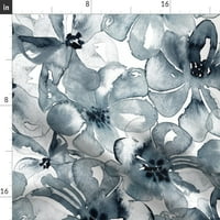 pamučni listovi, kraljica set - cvjetni anemonski cvijet botanički akvarel sive ispis posteljine po mjeri od kašičice