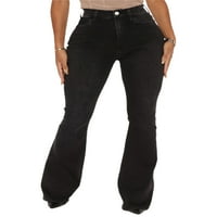 Žene Jednobojne traperice sa zatvaračem patentnih patentnih patentnih pantalona sa džepovima plus veličine