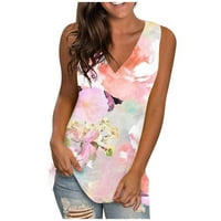 Žene Ljeto Ležerne prilike bez rukava od ispisanih V-izrez labav majica prsluk bluza ružičasta s