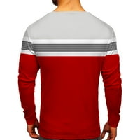 Muške modne ležerne pruge tiskane majice s dugim rukavima na vrhu bluza crvene m