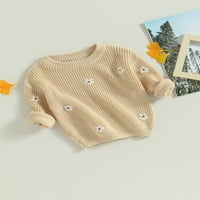 Arvbitana novorođenčad dječje djevojke pletene džemper cvijet vez dugih rukava pulover na vrhu ležerne duksere novorođene odjeće 0-24m