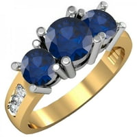 DazzlingRock kolekcija 18k plavi safir i bijeli dijamantni zaručni prsten, žuto zlato, veličina 8.5