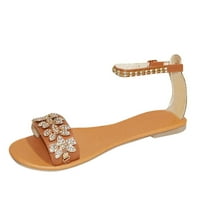Žene ravne sandale s ravnim sandalama Flowers perled vjenčani otvoreni nožni sanduk Sparkly Glitter