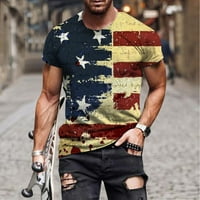 Ljetni modni muškarci majice casual okruglog vrata višebojni grafički čišćenje Dan nezavisnosti Majica
