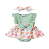 Suantret novorođenče za djecu za djecu Romper haljina Outfit bez rukava čipkasti patchwork romper haljina
