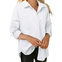Simu ženske majice za posao s dugim rukavima ženska modna traper košulja džep dugih rukava casual majica