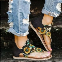 Ženska obuća za čišćenje Žene Ljeto Clip-Toe Suncokretove cipele Zipper Comfy Flats Casual Beach Sandals