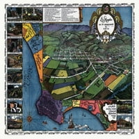 Istorijska karta Los Angelesa California Los Angeles County Poster Print