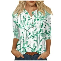 Feterrnal Ljeto Ženska moda Casual Country Clower cvjetni gumbi Ispiši pulover okruglog vrata TOP bluza Ljetni vrhovi za žene Trendy