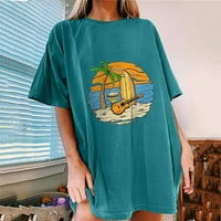 LHKED Wemens okrugli vrat kratkih rukava Ljetna plaža tiskana Ležerne prilike TOP pulover Majica Summer Party Beach Poklon