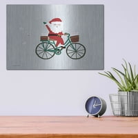 Luxe Metal Art 'Santa Bike' by Lady Louise Designs, Metal Wall Art, 16 x12