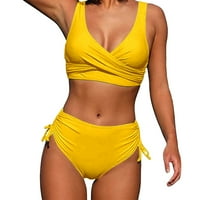Bikini setovi za žene Solid Boja srednjeg struka kupaći kostim za kupanje