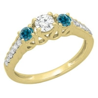 DazzlingRock kolekcija 0. Carat 14k Blue & White Diamond Bridal Kamen zaručni prsten CT, žuto zlato,