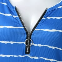 SunhillsGrace majice za žene Tunic Tops Striped cvjetni ispis Nasled V-izrez patentni zatvarač s dugim