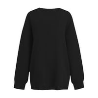 Tking modni dugim rukavima dugih rukava za žene Crewneck čvrste vrhove casual labavo pulover majice