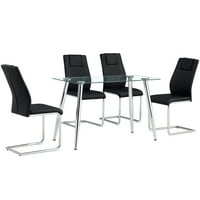 Moderne stolice za ručavanje od 4, crne stolice za trpezarije, metalne kuhinjske stolice sa kožnim obloženim