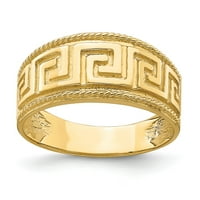 Čvrsti 14K žuti zlatni grčki ključ uzorak kupola prstenaste veze veličine 6.5