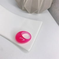 AoMU New Ljeto Šarene prozirne akrilne smole Geometrijski ovalni prstenovi za žene Djevojke sjajne glitter