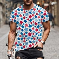 Muški dan nezavisnosti vrhovi američke zastava tiskana majica za blubu za majicu Vintage Tee Y2K majica