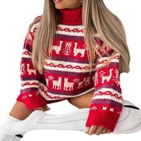 Ženska božićna džemper s dugim rukavima Dress Xmas tiskane zabave