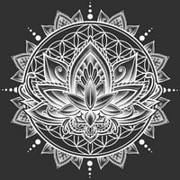 Lotus Mandala - bijela muška ugljena siva grafički grafički tee - dizajn od strane ljudi 2xl