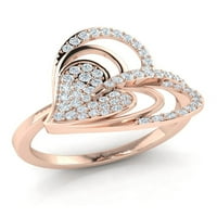 Pravi 1CTW okrugli rez Dijamantni modernog srca Bridal Fancy Ring Solid Golvery Band Solid 10K Gold