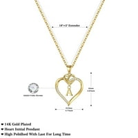 Srce Početne ogrlice za žene Djevojke 14K pozlaćeno kubično cirkonij srčani inicijalni privjesak ogrlica